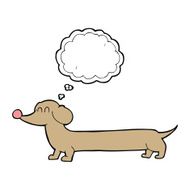 cartoon dachshund with thought bubble N16