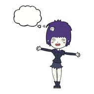 cartoon happy vampire girl with thought bubble N42