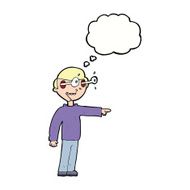 cartoon staring man with thought bubble N20