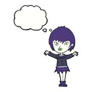 cartoon vampire girl with thought bubble N244