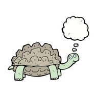 cartoon tortoise with thought bubble N16