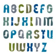 Vector shiny cartoon font handwritten watercolor capital letter