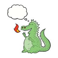 cartoon fire breathing dragon with thought bubble N5