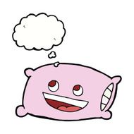 cartoon pillow with thought bubble