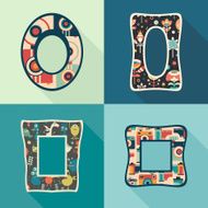 Set of colorful vintage frames with long shadows