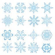 Snowflake icon set Colored Winter doodles decor