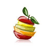 Slices of fruits apple shape Sketch for your design N2