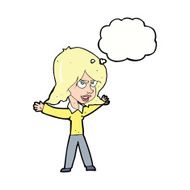 cartoon woman gesturing with thought bubble N33