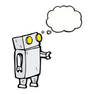 cartoon robot with thought bubble N211