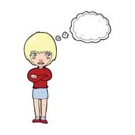 Cartoon Annoyed Woman With Thought Bubble N202