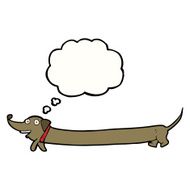 cartoon dachshund with thought bubble N17