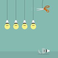 Scissors cutting bulb light idea