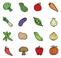 Vegetable doodle icons