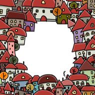 City sketch frame seamless pattern for your design