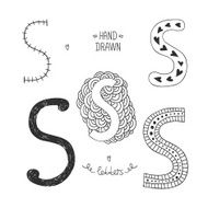 Vector hand drawn alphabet N24