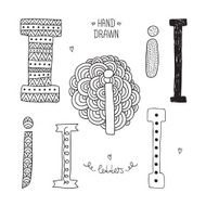 Vector hand drawn alphabet N27