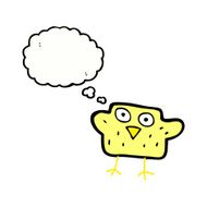 cartoon bird with thought bubble N450