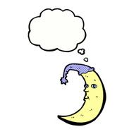 sleepy moon cartoon with thought bubble N12