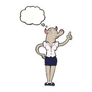 cartoon werewolf woman with idea thought bubble N7
