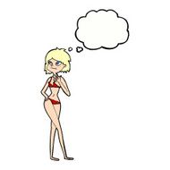 cartoon woman in bikini with thought bubble N61