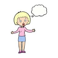 cartoon woman making excuses with thought bubble N21