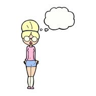 cartoon librarian woman with thought bubble N11