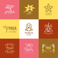 logos and Icons set for yoga studio or meditation class