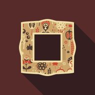 Vintage square photo frame with colorful leaves and flowers