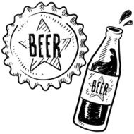 Beer bottle and metal cap sketch