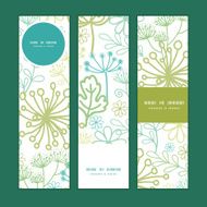 Vector mysterious green garden vertical banners set pattern background