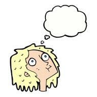 cartoon staring woman with thought bubble N48