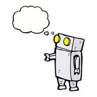 cartoon robot with thought bubble N212
