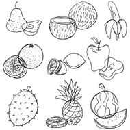 Fruit collection in black and white