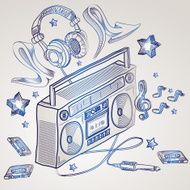 Boombox doodles music design