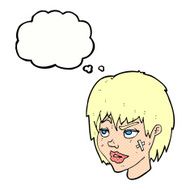cartoon woman with plaster on face thought bubble N20