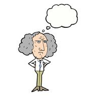 cartoon big hair lecturer man with thought bubble N11