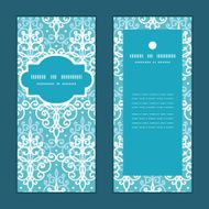 Vector light blue swirls damask vertical frame pattern invitation greeting