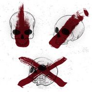 Set template with skull head and red paint or blood N4