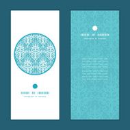 Vector light blue swirls damask vertical round frame pattern invitation