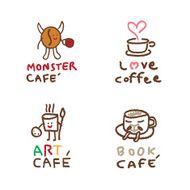 Hand drawn coffee logo set