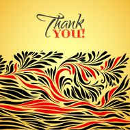 Thank you gold typographic card with ink floral ornament