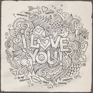 Love hand lettering and doodles elements sketch N2