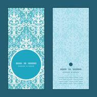 Vector light blue swirls damask vertical round frame pattern invitation N2