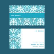 Vector light blue swirls damask horizontal stripe frame pattern business