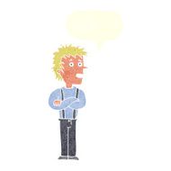 cartoon boy with folded arms speech bubble N24
