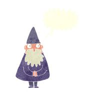cartoon wizard with speech bubble N26