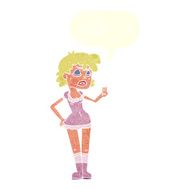 cartoon woman making dismissive gesture with speech bubble N16