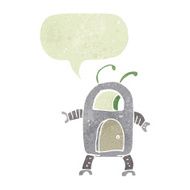 cartoon alien robot with speech bubble N20