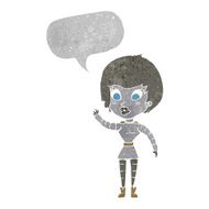 cartoon robot woman waving with speech bubble N24