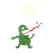 cartoon frog catching fly with speech bubble N14